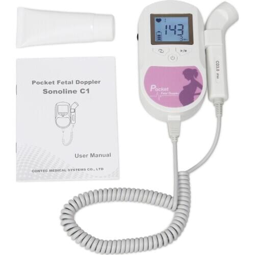 CONTEC Fetal doppler,Prenatal heart Baby sound Monitor,2Mhz Sonoline C1 ,Blue and Pink