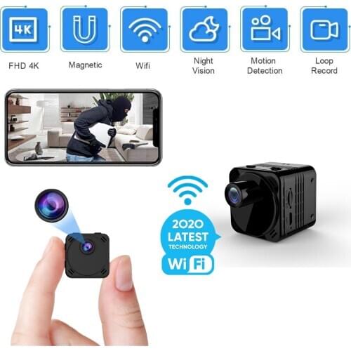 FHD 4K Wifi Camera Small Wireless Nanny Cam Home Security Video Recorder Camcorder Night Vision Motion Detection Remote Monitor