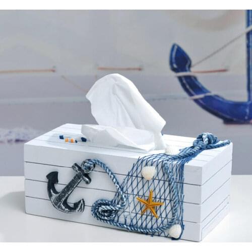 Mediterranean Style Blue And White Tissue Boxes Paper Napkin Box