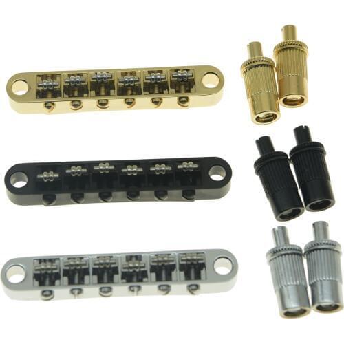 KAISH Chrome Guitar Roller Saddle Bridge Tune-O-Matic Bridge For Epiphone Les Paul,SG,Dot,Bigsby Guitar with M8 Threaded Posts