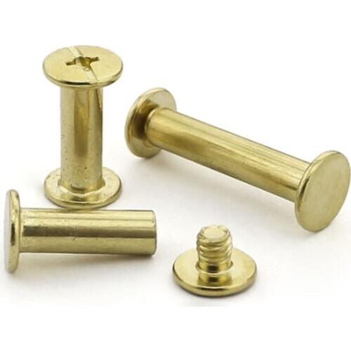 M5 x 6mm-100mm Album Purse Copper Plated Binding Chicago Screw Leather Rivets