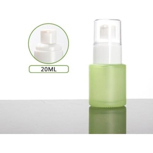 20ml frosted/green/blue glass bottle white pump clear lid for serum/lotion/emulsion/foundation skin care cosmetic packing