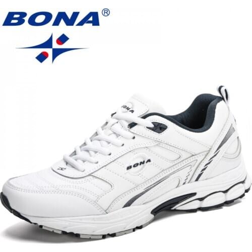 BONA 2020 New Designers Action Leather Running Shoes Men Sport Sneakers Low Top Soft Walking Footwear Man Jogging Shoes Trendy