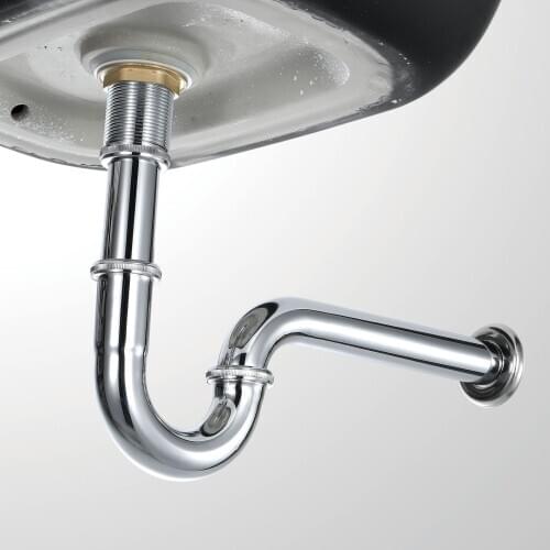 New Bottle Trap Stainless Steel Round Siphon Chrome P-TRAP Kit Bathroom Vanity Basin Pipe Waste With Pop Up Drain