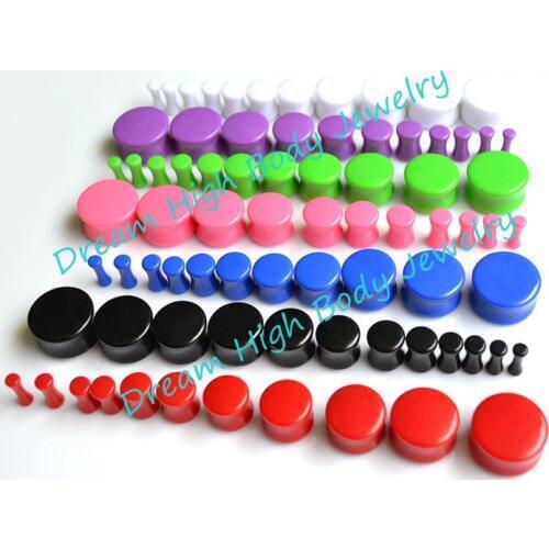 New Neon Multicolour Color Acrylic Double Flared Flesh Plug PMMA Ear Plug Piercing Expander Body Jewelry 3-20mm Free Shipping