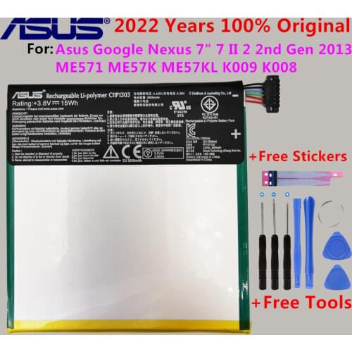 Original ASUS Battery k007 me572c C11P1303 For Google ASUS Nexus 7 2nd Generation 2013 ME571K ME571KL+Gift Tools +Stickers