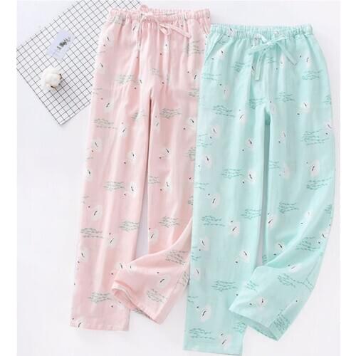 Couples Pajama Pants Women Men Sleepwear Cute Cartoon Cotton Sleep Bottoms Ladies Casual Home Trousers Pants Printing Pyjamas