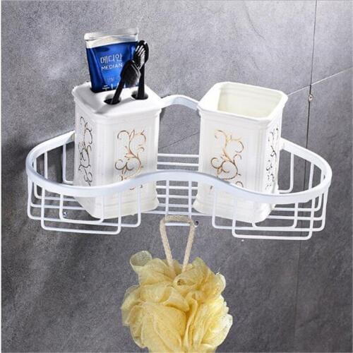 LIUYUE Bathroom Shelves Black Stainless Steel Shower Shampoo Basket Shelf Soap Cosmetic Shelves Wall Rack Storage Shelf Hooks