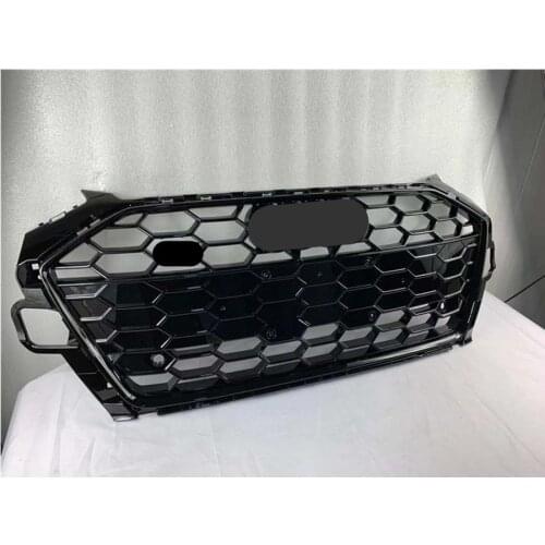 For RS4 Style Front Sport Mesh Honeycomb Hood Grill Gloss Black For Audi S4 2020 2021 Front Bumper Hood Grille