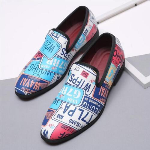 Luxury Brand 2019 Mens Loafers Moccasins Breathable Slip on Graffiti Driving Shoes Men Casual Leather Shoes Plus Size 47 A21-27