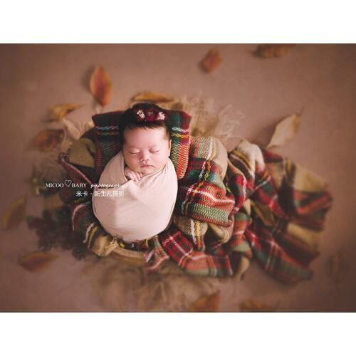 Christmas series England plaid small pillow cushion blanket two-piece newborn photography props original custom