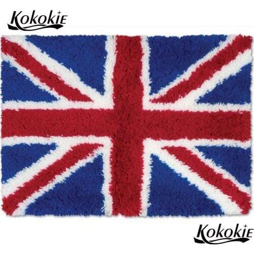 Diy embroidery foamy floralkussen knooppakket latch hook rug British flag printed 3d carpet knooppakket tapijten accessories