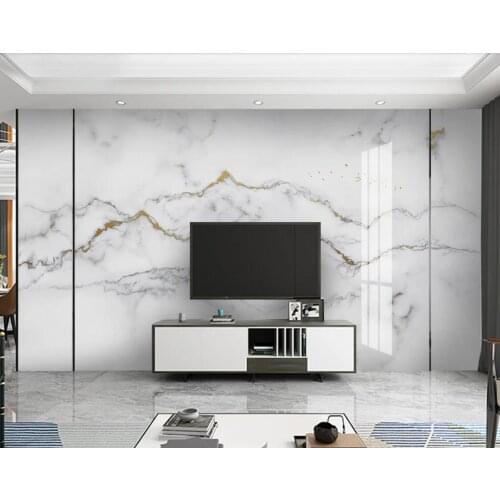 Grey White Marble Wallpaper Photo Mural Art Wall Painting 3d Wall Papers Home Decor Luxury Wall Murals for TV Background Decor