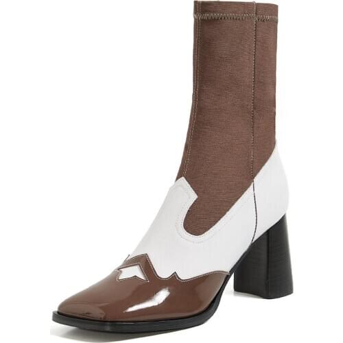 SKLFGXZY Chelsea Womens boots Genuine leather High heel boots The European Fashion female boots cowhide Womens shoes