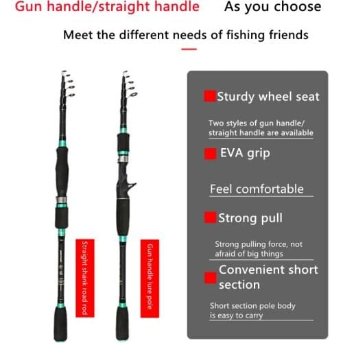 Brand new 1.8m 2.1m 2.4m 2.7m Carbon Fiber Fishing Rod Ultra-Short Portable Rotating Rod Telescopic Fishing Rod