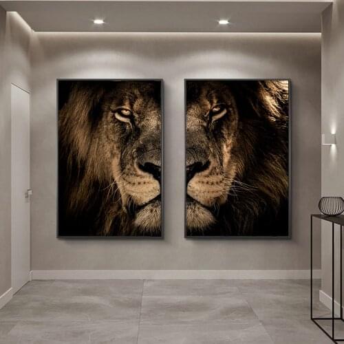 African Wild Lion Head Modular Pictures Animals Canvas Paintings on the Wall Art Posters and Prints Lion Paintings Home Decor