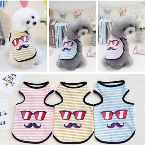 Spring/Summer Pet Dog Vest T-Shirt Glass Beard Print Dog Shirt S-XXL Pet Clothes For Dogs Cats Puppy Chihuahua Pug Dog Clothes
