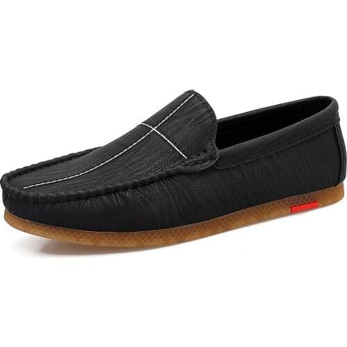 2021 Spring Autumn New Concise Style Loafers Comfortable Slip-on Shallow Leather Casual Shoes for Man Breathable for Daily