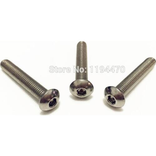50pcs/Lot M4x35mm M4*35 ISO7380 Metric 304 Stainless Steel Button Head Hex Socket Cap Screw Round Head Allen Bolt