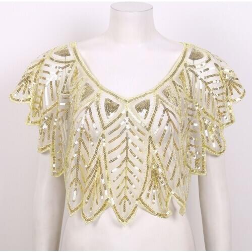 Womens Vintage 1920s Shawl Sequins Beaded Pullover Mesh Evening Cape Wraps Elegent Art Deco Evening Shawl Flapper Shrug