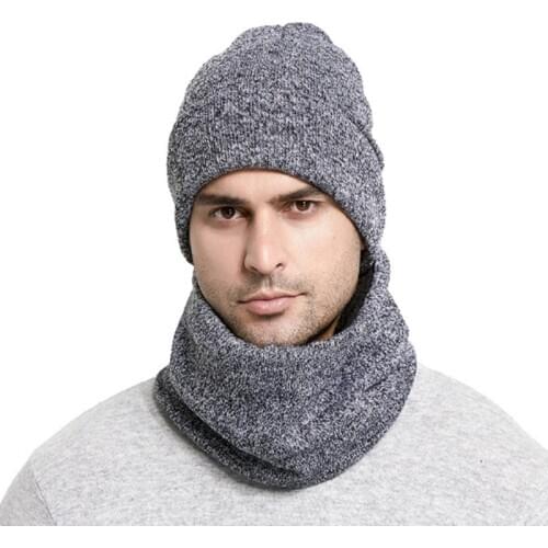 2020 winter hat pea male scarf set plus velvet male face hat turban female outdoor ear protection neck warm scarf knitted hat