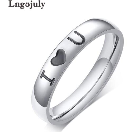 1PCS Fashion Stainless Steel Ring I love U Ring Simple Couple Ring For Women/Men Anniversary Wedding Jewelry Gifts