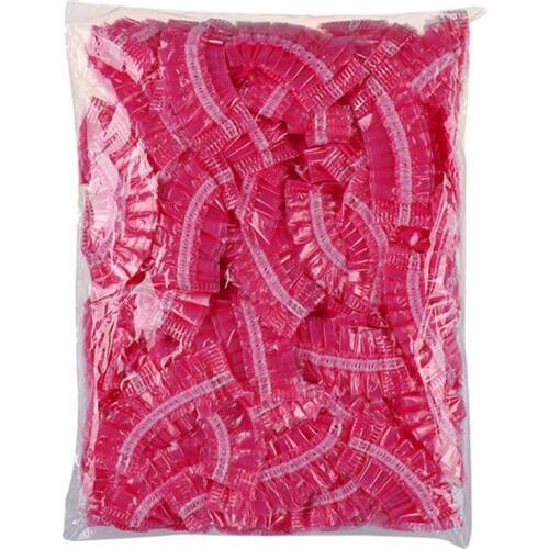 100 Pcs Disposable Hairdressing Earmuffs Salon Clear Ear Cover Ear Protection Hair Dye Protect Cap Hair Color Styling Tool Red