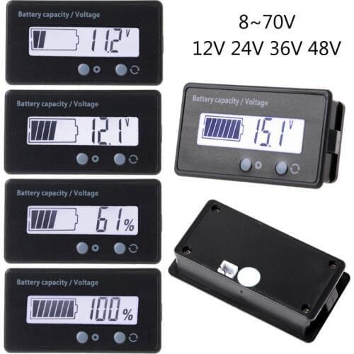 12/24/36/48V LCD Acid Lead Lithium Battery Capacity Indicator Voltmeter Voltage Electric Motorcycle Scooter Battery TestersTools