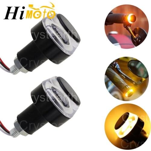 2/4pcs Motorcycle LED Handlebar End Turn Signal Light DC 12V White Yellow Flasher Handle Grip Bar Blinker Side Marker Lamp