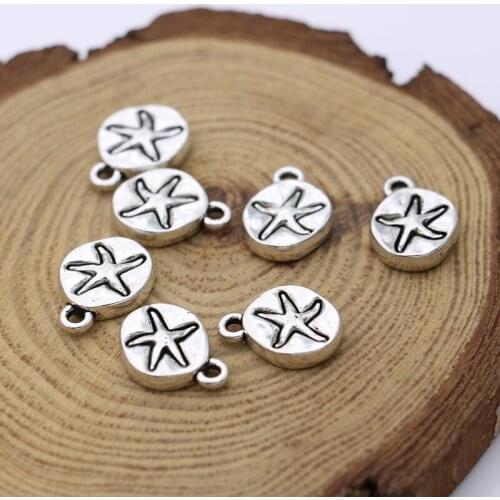 20PCS Silver Plated Starfish Charm Pendant for Jewelry Making Necklace Earrings Bracelet Accessories DIY Craft 15x11mm