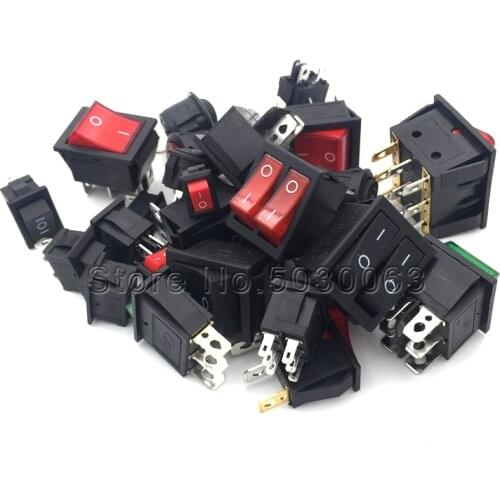 28pcs/bag Rocker switch including KCD1-KCD4 6A-15A 2 gears 3 gears sample packages 28 kinds of each 1 rocker circular
