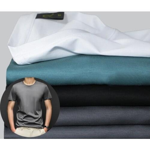 58% Cotton 35% Lyocell 7% Silk Ultra-soft Short Sleeve T Shirt Men Round Neck High Quality Brand Tshirt Basic Summer Top Tees