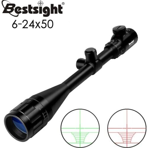 6-24x50 Aoe Riflescope Adjustable Green Red Dot Hunting Light Tactical Scope Reticle Optical Rifle Scope