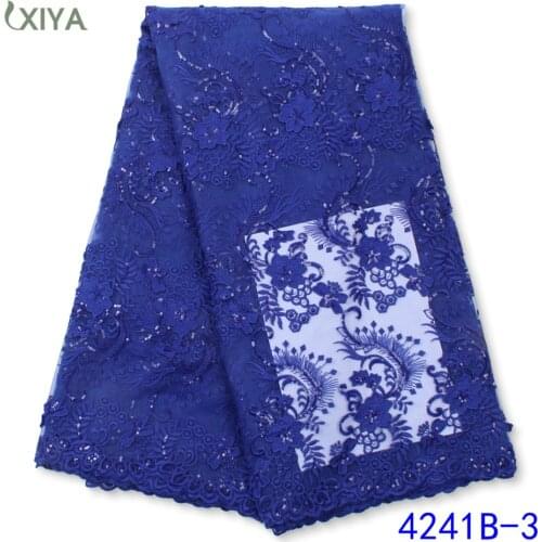 African Lace Fabric High Quality Milk Silk Lace Fabric with Sequins Embroidery Nigerian Tulle Lace Fabric for Sewing APW4241B