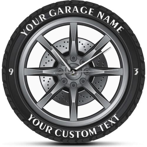 Custom Your Garage Name Car Service Repair Garage Acrylic Wall Clock Tire Wheel Auto Watch Vintage Mechanic Car Workshop Decor