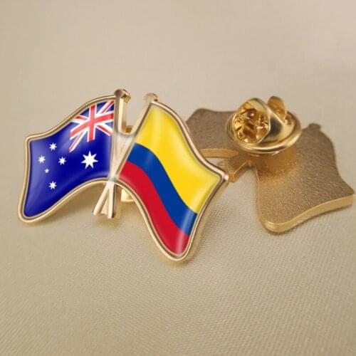 Australia and Colombia Crossed/Double/Friendship Flags Lapel Pins/Brooch/Badges