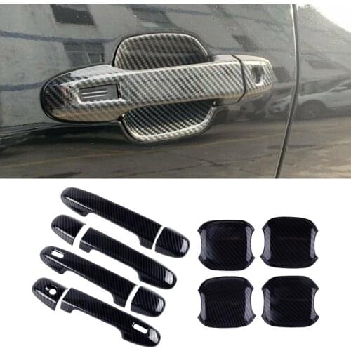 1Set Car ABS Carbon Fiber Style Black Exterior Door Handle Bowl Cup & Cover Trim Fit for Subaru Forester 2019 2020