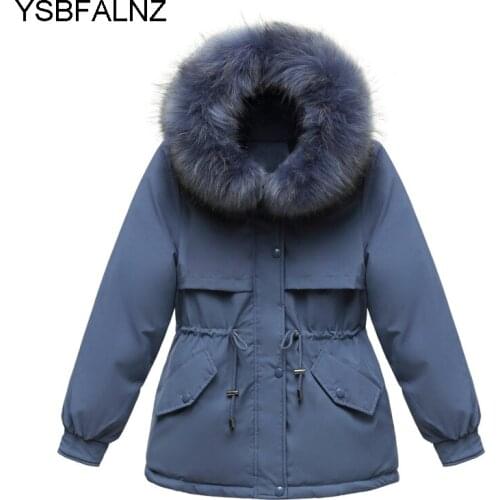 Casaco Feminino Big Fur Collar Short Parka Winter Clothes Women 2021 Plush Lining Coats Hooded Fashion Plus Size Tops Chaquetas