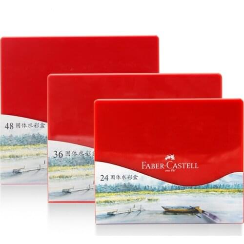 FABER CASTELL Solid WaterColor Pigment Set 24/36/48 Color Transparent Beginner Portable Watercolor Hand-painted Set Art Supplies