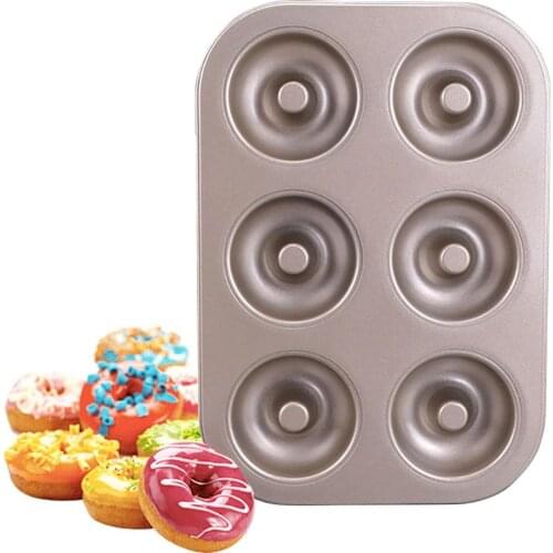 6-hole DIY Donut Baking Tray Dish Mold Double-Sided Non-Stick Bakeware Pan Golden Mould Pastry Making Tool Kitchen Accessories