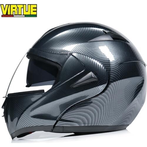 Racing Motocross Helmets Modular Dual Lens Carbon Helf Motorcycle Helmet Full Face Helm Safe Flip Up Cascos Para Moto dual visor