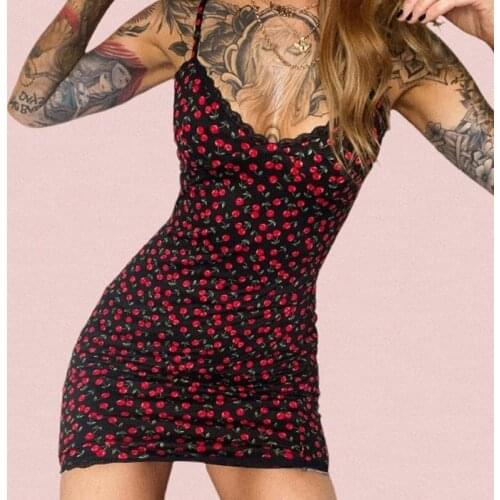 Gothic Harajuku Graphic Print Sexy Backless V-neck Mini Dress 2021 Summer Women Y2K Fashion Streetwear Party Club Dresses