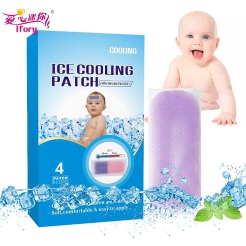 Ifory 4Pcs/1Box Body Health Care for Relief Migraine Headache Pad Ice Cooling Gel Patch Polymer Hydrogel Fever Medical Plaster