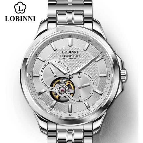 Japan MIYOTA Luxury Brand LOBINNI Automatic Mechanical Mens Waterproof Steel Wristwatches Fashion Design Male Watches