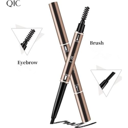 QIC 2 In 1 Long Lasting Eyebrow Pencil + Eye Brow Brush Makeup Eyebrows Enhancer Cosmetics Waterproof Brows Make Up Pigment Pen