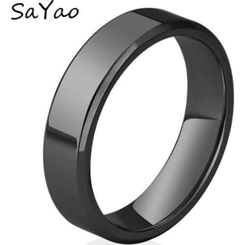 1 Piece Free shipping Fashion Stainless Steel Ring Rose Gold 6mm Width Finger Rings Black Tail Ring
