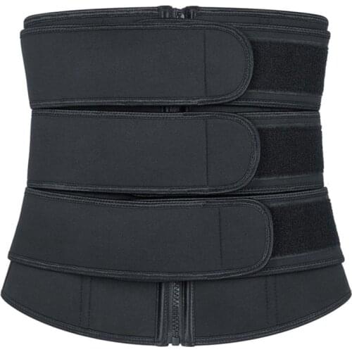 Neoprene Corset Shapewear Zipper Reinforced Three-Row Velcro Sweating Lose Weight Waistband Women Waist Trainer Belt Shaper