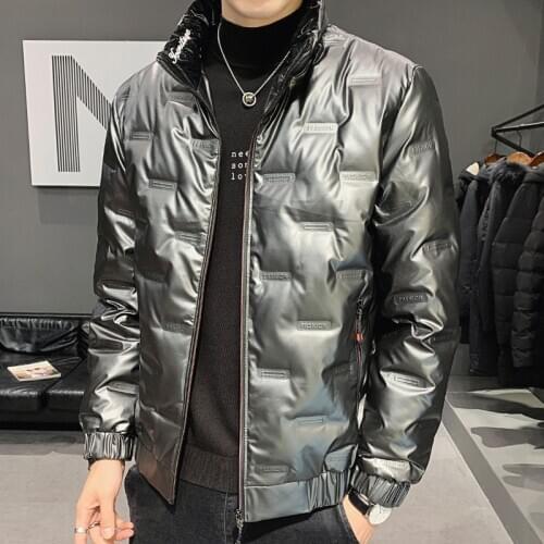 Handsome Hooded Warm Mens Padded Jacket Mens Short Down Padded Jacket Korean Style Stand-up Collar Winter Trendy Jacket