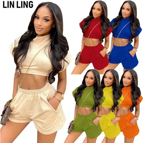 LINLING Womens Summer Short Sleeve Lounge Set 2 Piece Crew Neck Loungewear Pajamas Set with Pockets