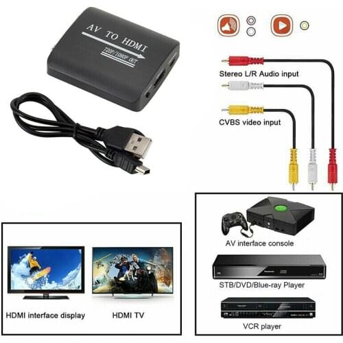 RCA to HDMI 1080P 720P Mini Composite CVBS AV Video Audio Converter w/USB Cable